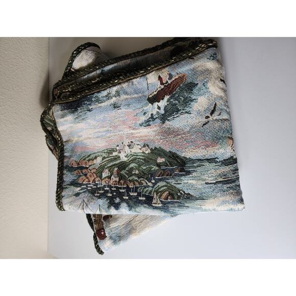 Sailboats and Islands Heavy Green Rope Border STANDARD Pillow Shams - set of 2 - Picture 3 of 8